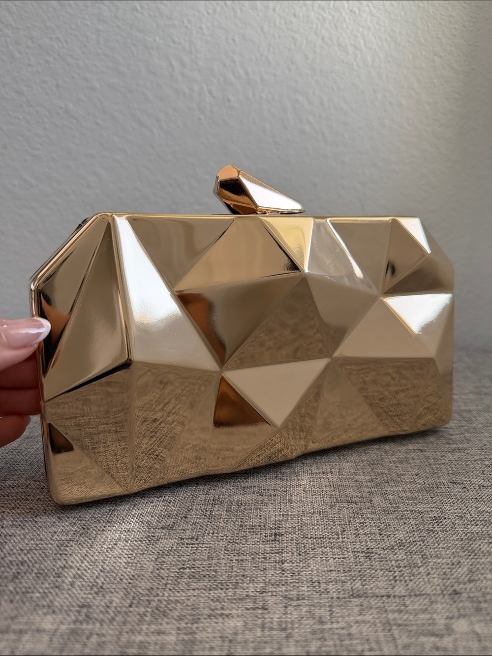 Lattice Pattern Metal Handbag Chain Geometric Evening Clutch Purse
